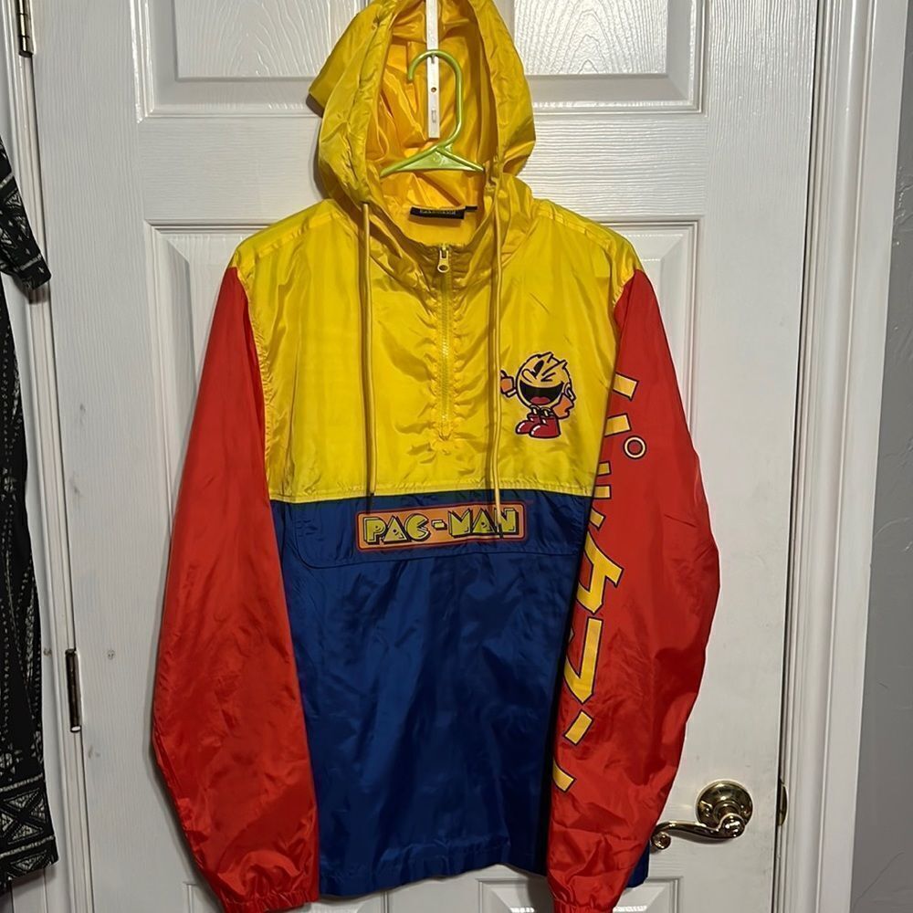 🔥🔥 PAC-MAN Quarter Zip Pullover Polyester Lightweight Jacket - PERFECT - Sz‎ M
